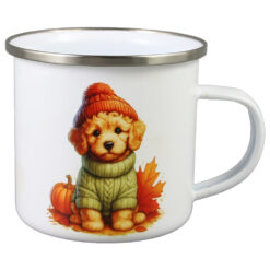 Cana metalica emailata 240 ml, Catelus cu dovleac