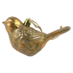 Ornament de brad 11 CM, Pasare din plastic, auriu