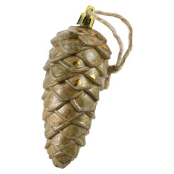 Ornament de brad 12 CM, Con de brad din plastic, auriu