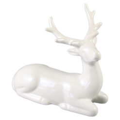 Figurina Cerb din ceramica 16x13 CM, alb