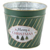 Ghiveci rotund din metal "Merry Christmas", 13.5x12 CM, verde/aur