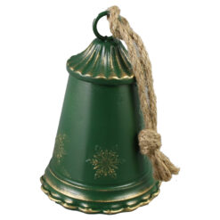 Clopotel metalic cu fulgi de nea, 11x17 CM, Verde