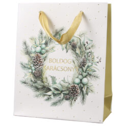 Punga cadou Craciun 11x14 CM, "Boldog Karacsonyt", Coronita