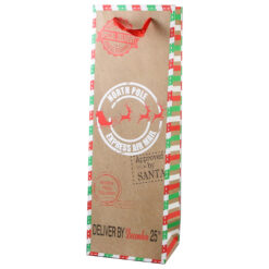 Punga cadou pentru bauturi Craciun , 12x36 CM, North Pole Delivery