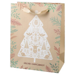 Punga cadou Craciun 18x23 CM, "Boldog Karacsonyt", Brad
