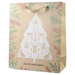 Punga cadou Craciun 26x32 CM, "Boldog Karacsonyt", Brad