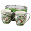 Set 2 cani din portelan, Christmas Leaves, 360 ml, in cutie decorativa, Frunze de Craciun