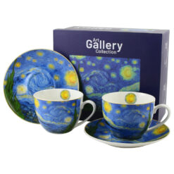 Set 2 cesti cu farfurii din portelan 270 ml "Starry Night" de V. van Gogh, in cutie decorativa