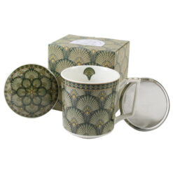 Cana portelan cu infuzor metalic si capac 450 ml, "Verdigo" in cutie decorativa, Geometric