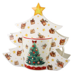 Cana portelan 400 ml, Christmas Tree, in ambalaj decorativ, Brad de Craciun