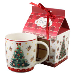 Cana portelan 400 ml, Christmas Tree, in cutie casuta, Brad de Craciun