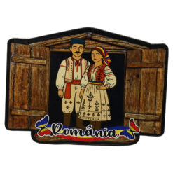 Magnet frigider mdf "Romania" 10 CM, Cuplu in port traditional