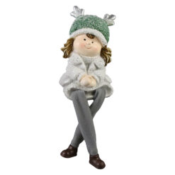 Figurina Copil din rasina cu picioare mobile 20 CM, verde/gri