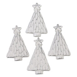 Set 4 brazi din rasina 3x5.5 CM, Alb/argintiu