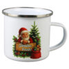 Cana metalica emailata "Sarbatori Fericite!" 300 ml, Mos Craciun