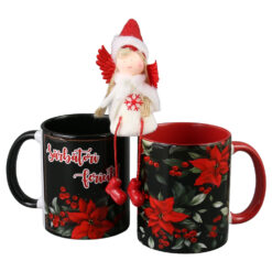 Set cadou "Sarbatori Fericite!" 2 Cani cu figurina ingeras + punga cadou, Craciunita + punga cadou