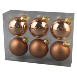 Set 6 globuri din plastic 6 CM, Bronz