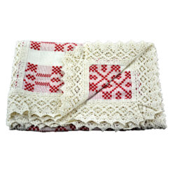 Fata de masa artizanat 90x45 CM Crem/Rosu, 80 % bbc, 20 % acril