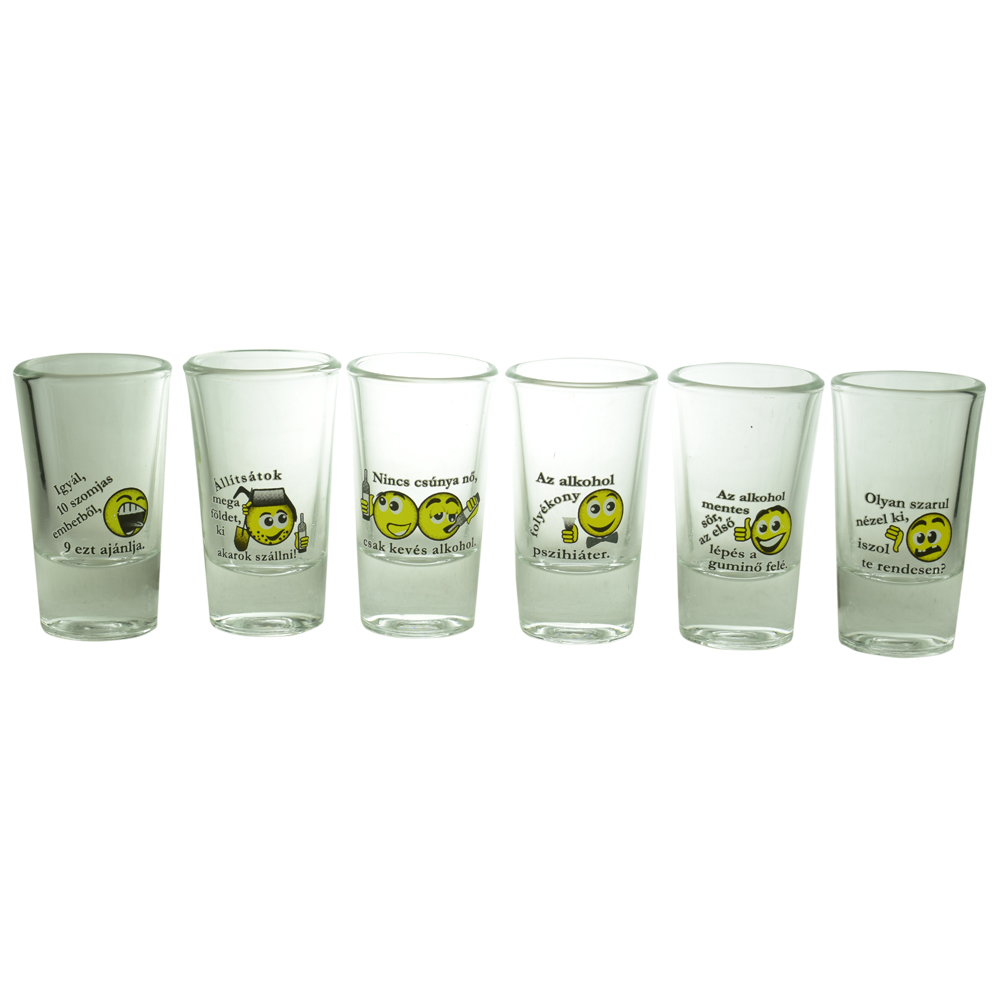 Set 6 pahare pentru shot-uri - Limba maghiara - Design Emoji - imagine 2