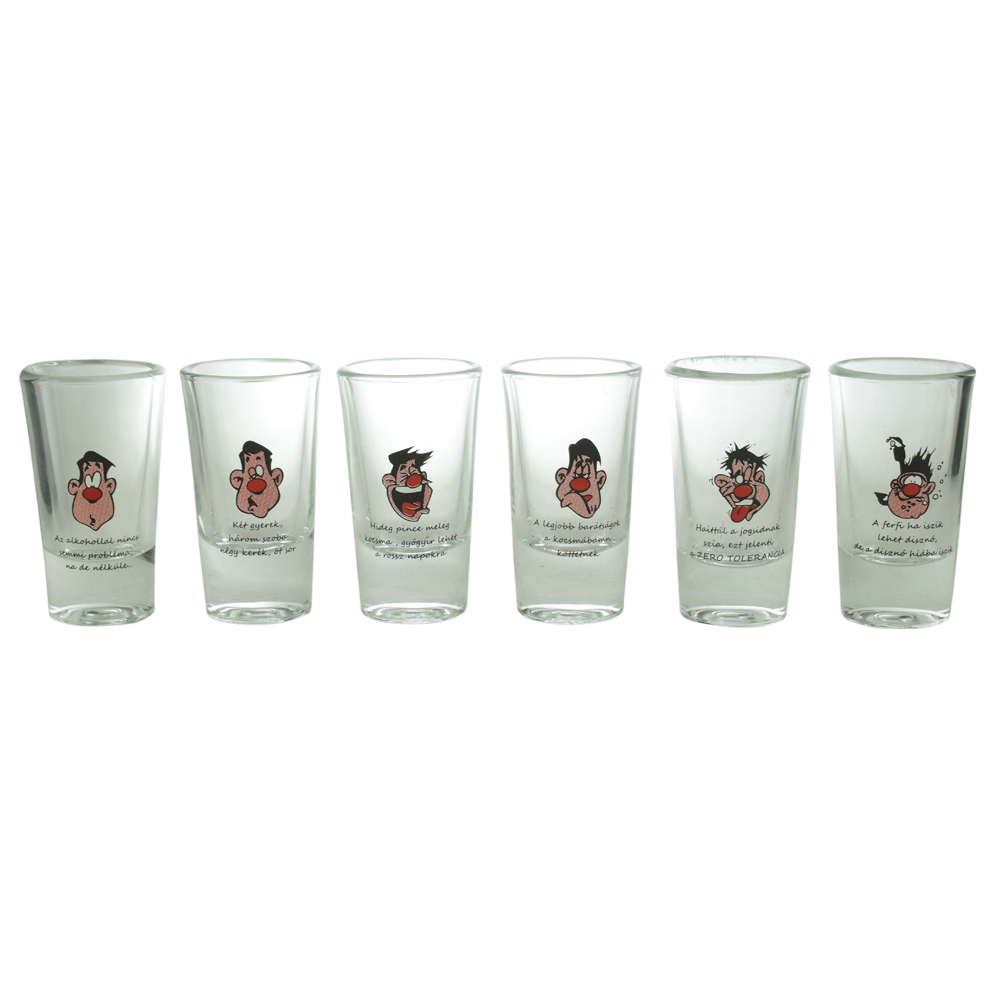 Set 6 pahare pentru shot-uri - Limba maghiara - Design Funny Drinker