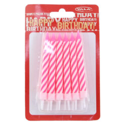 Set 12 lumanari roz pentru tort 10 CM