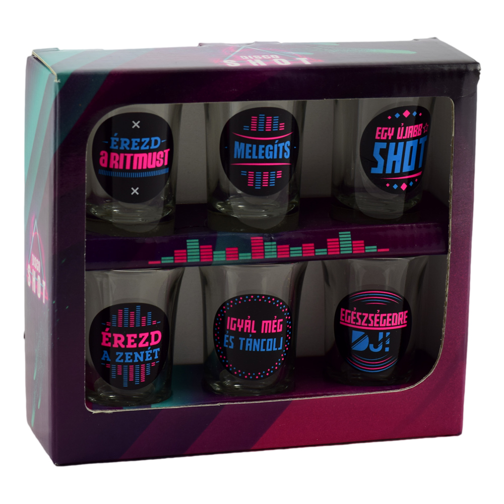Set 6 pahare shot din sticla Disco, Lb. Magh. 35 ml