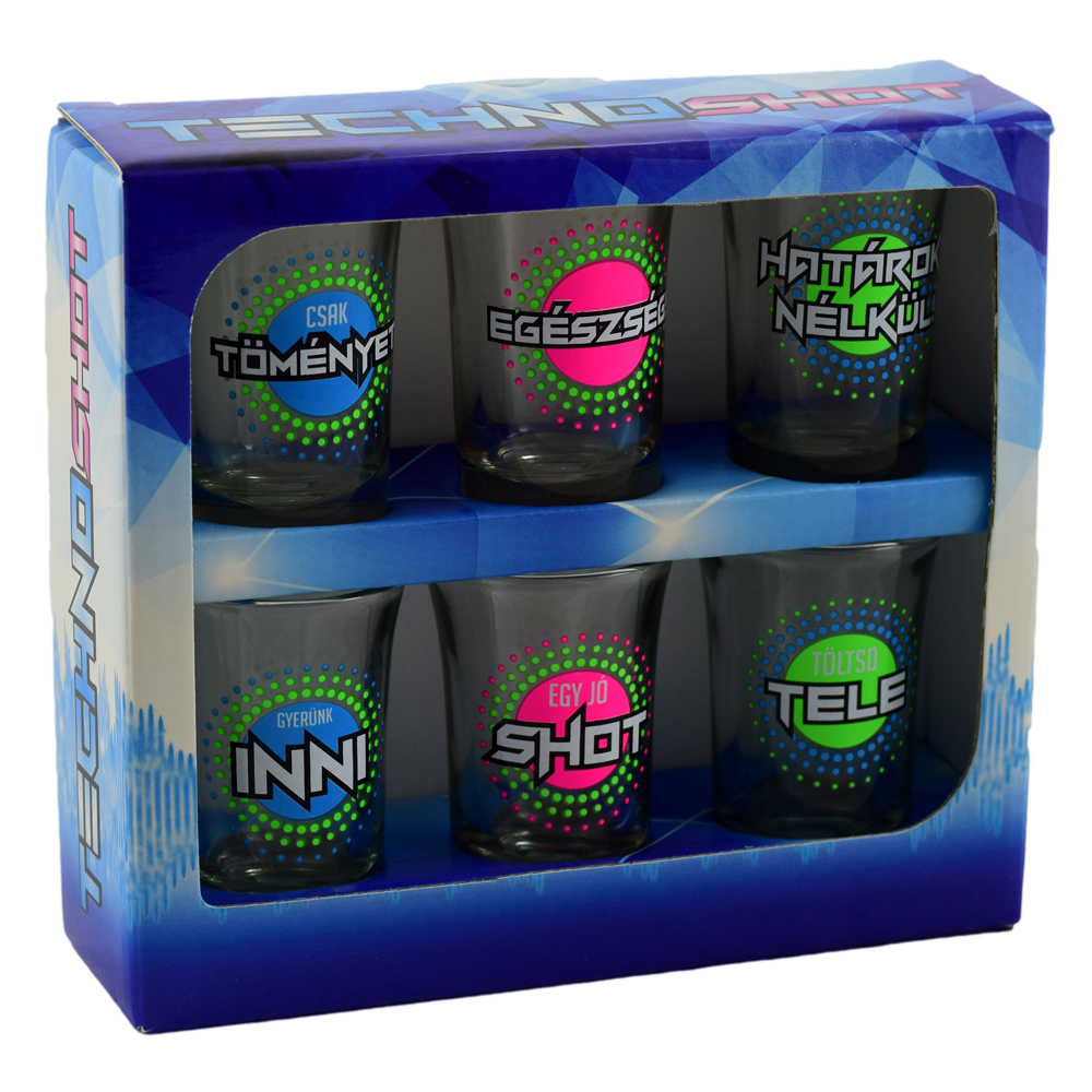 Set 6 pahare shot din sticla Techno, Lb. Magh. 35 ml