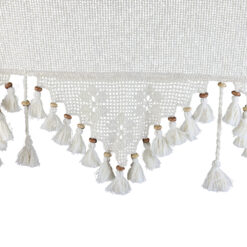 Perdea rustica din bumbac 140x180 CM, cu dantela si margele din lemn