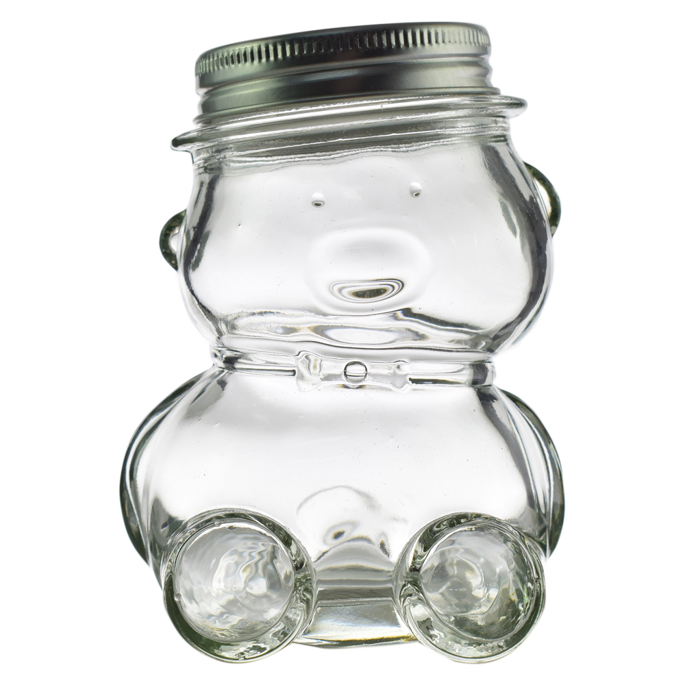 Borcan Ursulet din sticla pentru miere 120 ml, 7x10 CM