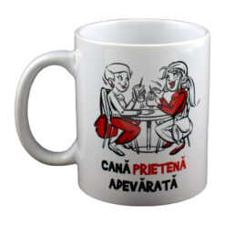 Cana ceramica 300 ml, " Cana Prietena adevarata", in cutie decorativa - Funny Mug