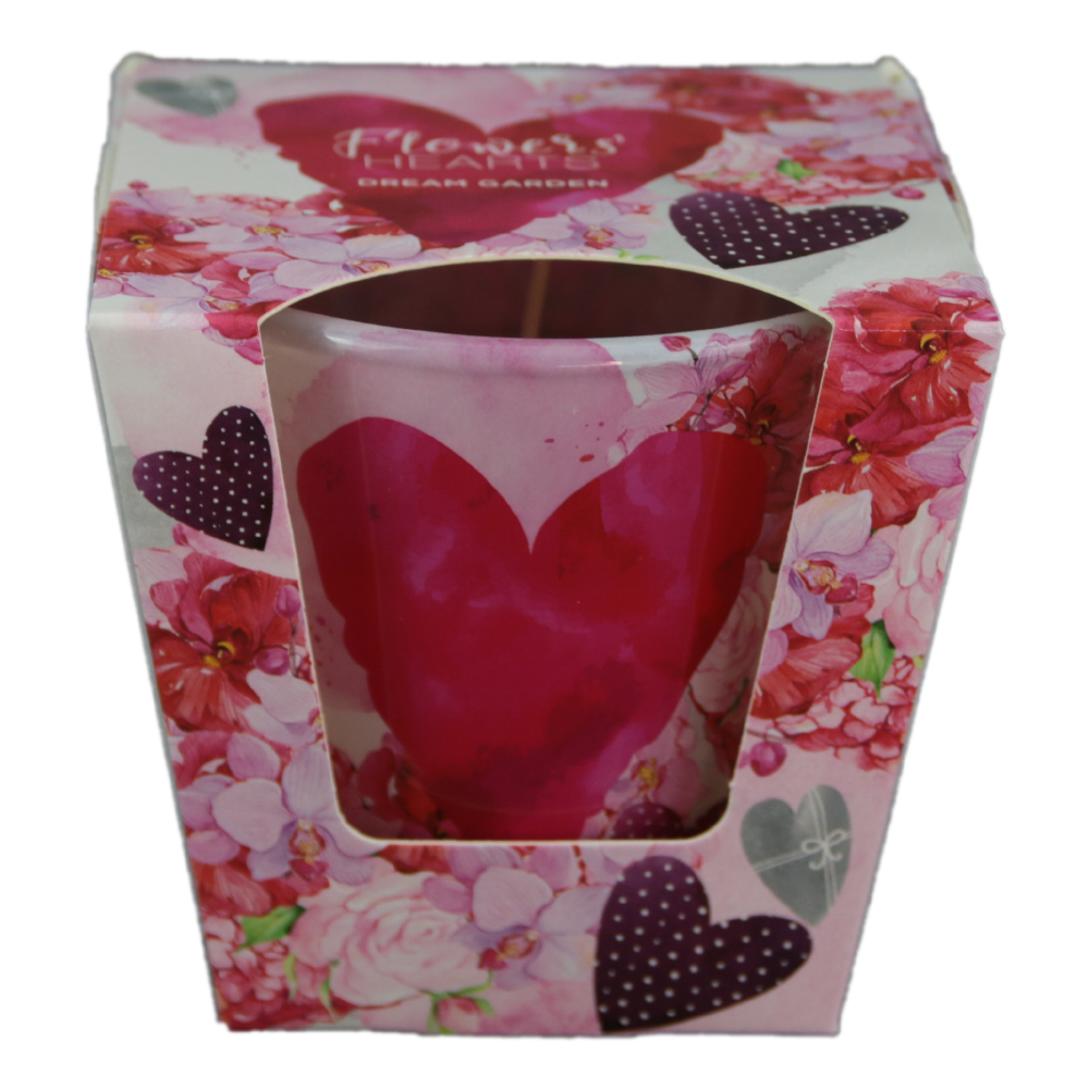 Lumanare parfumata in pahar Flowers Hearts Secret Garden/Dream Garden