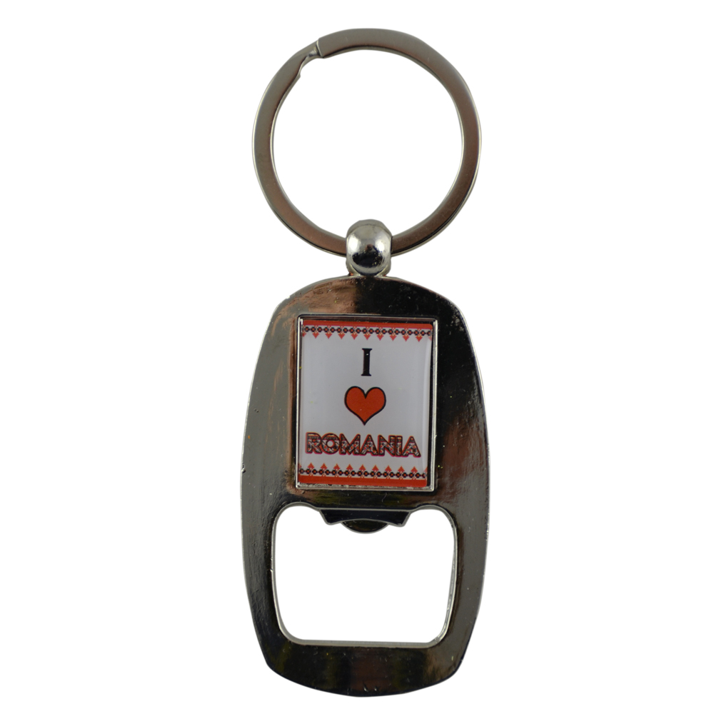 Breloc cu desfacator - "I love Romania"