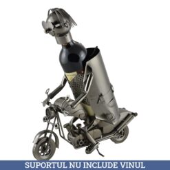 Suport sticla de vin, din metal Motociclist 13x28 CM