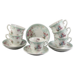 Set de 6 cesti cu farfurie 90 ml - Design Rose