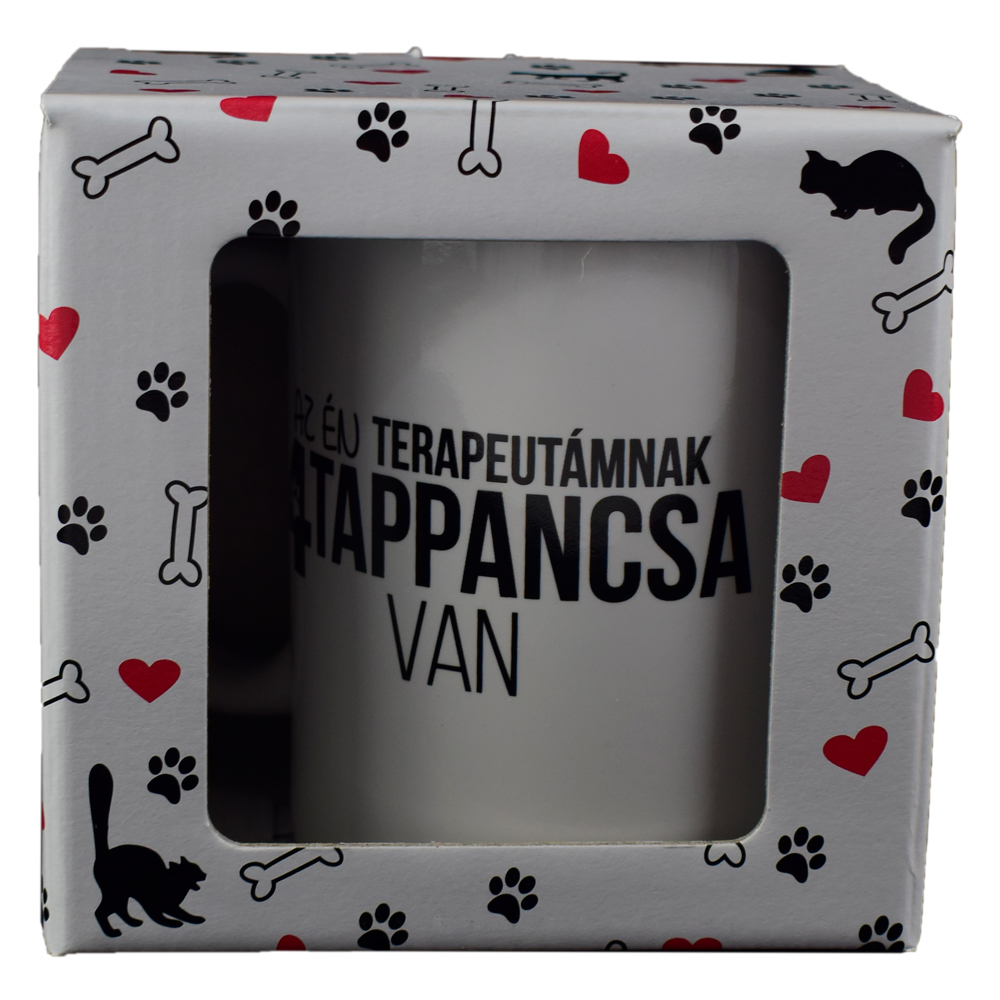 Cana Boss din ceramica 300 ml "Az en terapeutamnak 4 tappancsa van", in cutie decorativa - imagine 2
