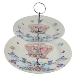 Platou etajat cu 2 nivele din ceramica "Coroana", in cutie decorativa