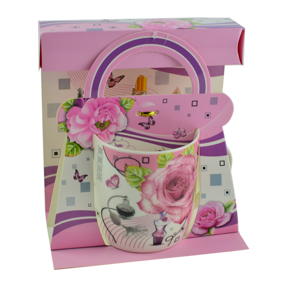 Cana realizata din ceramica in cutie - Design cu trandafiri - Diverse modele (Model 2) - imagine 4