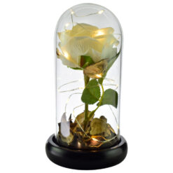 Trandafir in cupola de sticla cu lumini led 10x18 CM