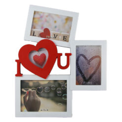 Rama foto tripla din plastic - Dim. poza 7x7, 15x10, 13x18 cm - Design cu mesajul "I love you"