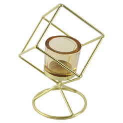 Suport lumanare din metal si pahar din sticla 15x20 CM