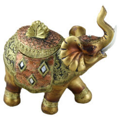 Caseta bijuterii elefant din rasina aurie 16 CM