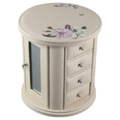 Cutie bijuterii rotunda din piele ecologica 18x20 CM Rose flower