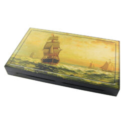 Joc de table din lemn lacuit, Yenigun backgammon Sea, 48x28 CM