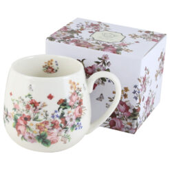 Cana portelan 430 ml "Flowers White", in cutie decorativa