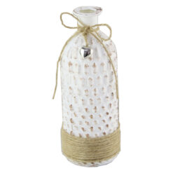 Vaza din sticla cu snur si inimioara 20 CM, Alb