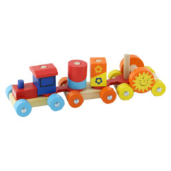 Trenulet cu doua vagoane din lemn 27 CM