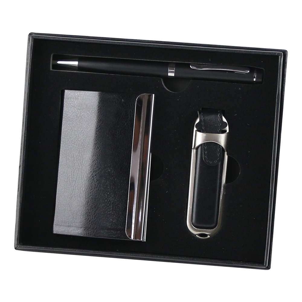 Set cadou pentru barbati, Portvizit cu pix si Stick memorie USB 8 GB