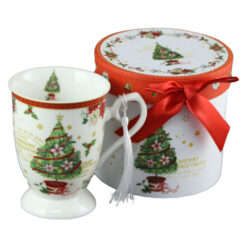 Cana ceramica cu snur, Brad, 300 ml, in cutie cadou