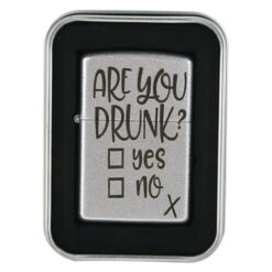 Bricheta metalica "Are you drunk?", 3.5x5.5 CM, Argintiu