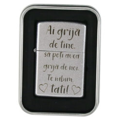 Bricheta metalica "Ai grija de tine Tati!", 3.5x5.5 CM, Argintiu